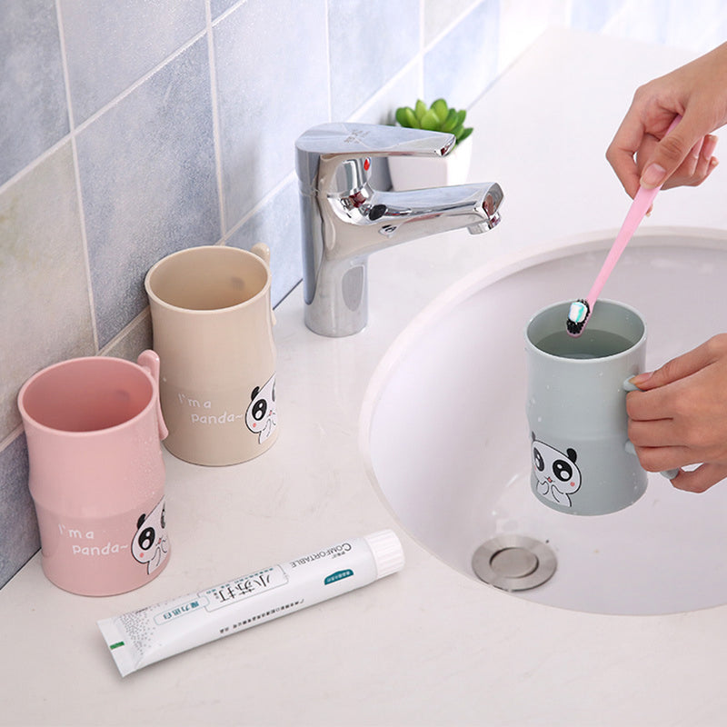 Lovely Cartoon Panda Printed Plastic Drink Toothbrush Cup Couple Wash Gargle