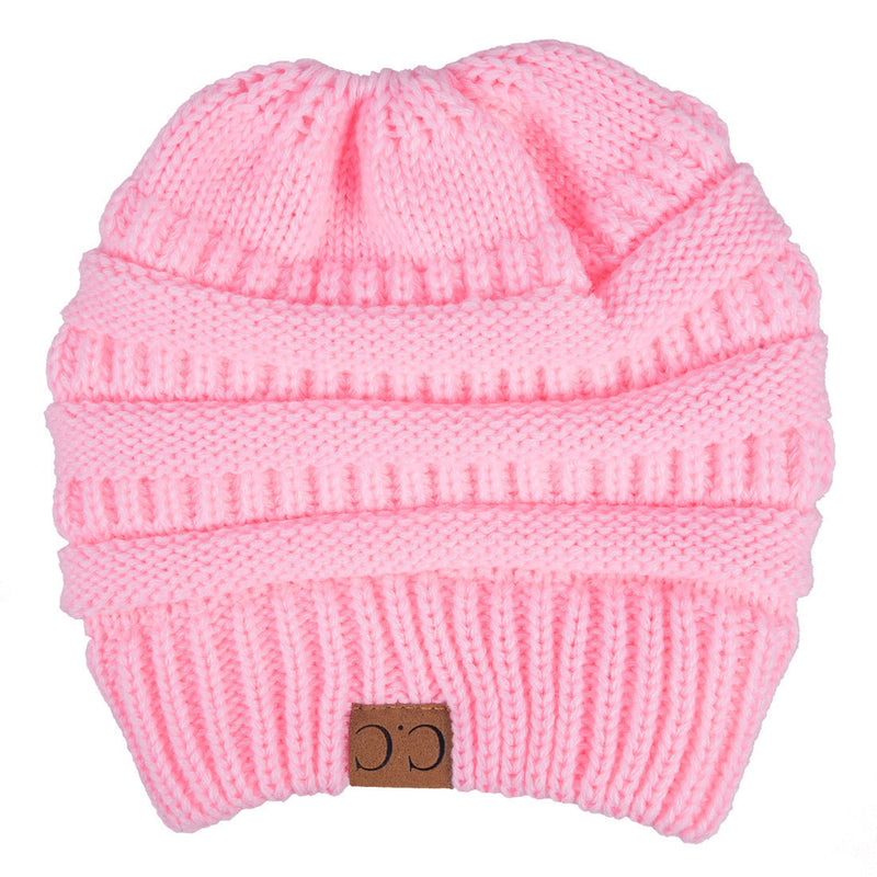 Ms Warm Winter Fashion Knitting Comfortable Pure Color Pink Hat