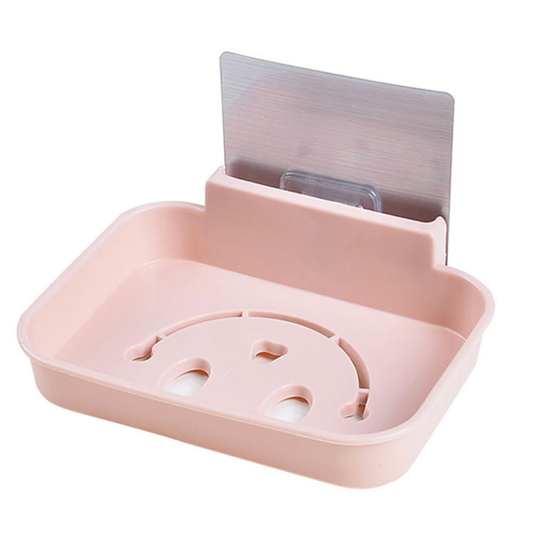 Seamless Pasting Wall-mounted Hollow Smile Face Soap Box Holder Dish Bathroom