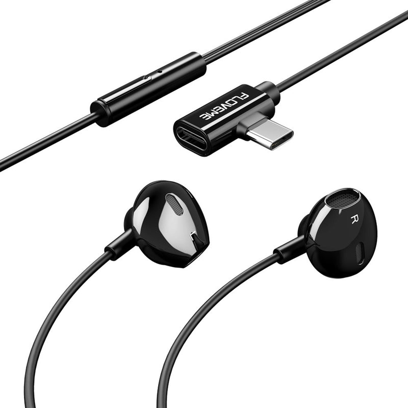 FLOVEME 2 in 1 Type-C Phone Charging Wired Control In-Ear Earphone for Samsung