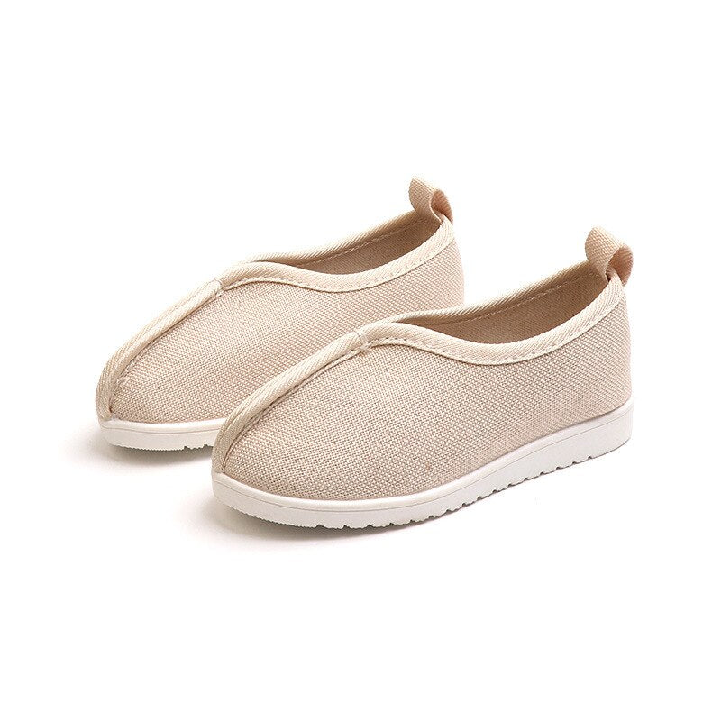 Boys embroidered shoes tendon bottom children children canvas solid color small monk handmade shoes