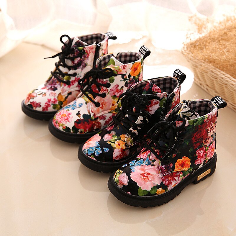 Children's Martin boots   children's shoes children's cotton shoes printed floral Martin boots boys and girls plus snow boots