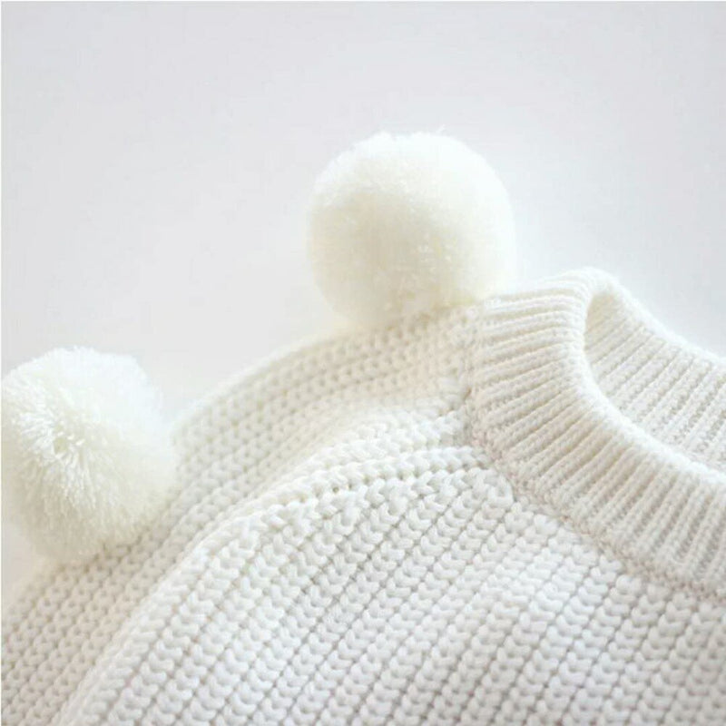 Cute Warm Autumn Winter Spring Toddler Infant Baby Girls Clothes 3D Balls Knitted Girls Sweater Outerwear Cardigans Kids Clothes