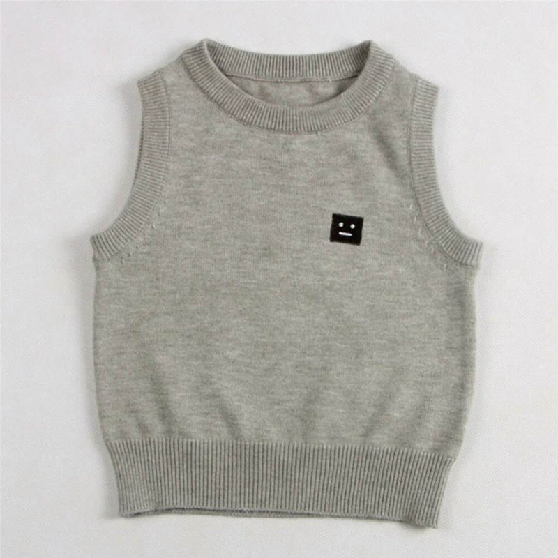 cotton spring autumn children sleeveless sweater vest for girls boys baby kids gray white cute sweaters pullover for 0-7yrs
