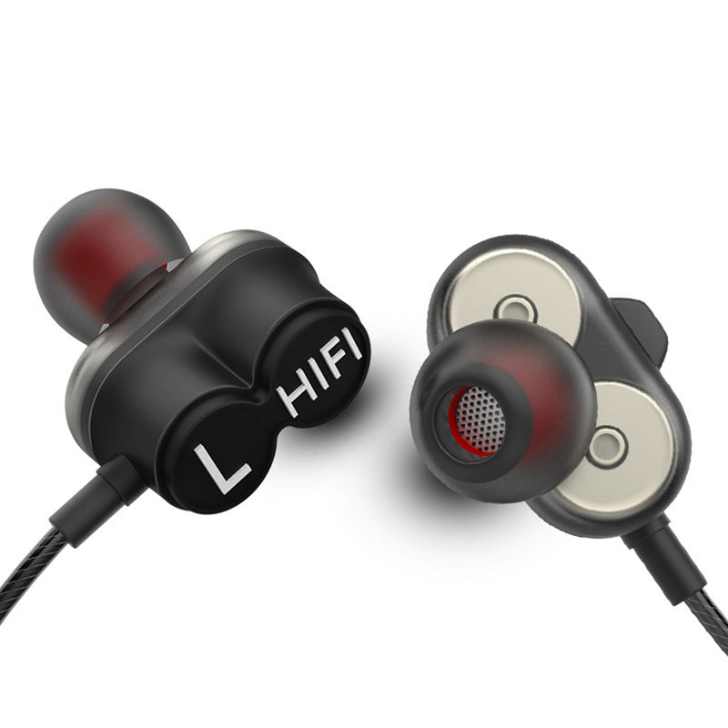Dual Dynamic Driver In-Ear Wired HiFi Earphone Stereo DJ Music Mic Headphone