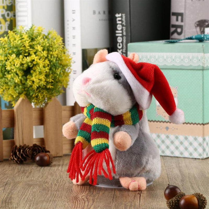 Electric Hamster 16 Cm Will Talk Will Nod Rainbow Colored Scarf (Gray)